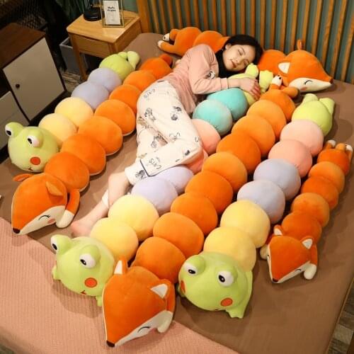 Cute fruit caterpillar doll plush toy comforts children sleeping pillow long pillow little girl doll