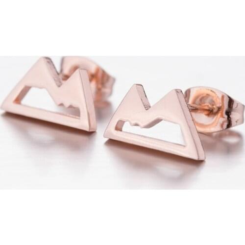 Cute Stainless Steel Mini Snow Mountain Earring Hill Stud Earings Minimast Geometry Ear Bijoux Women Gift Party Jewelry Ornament