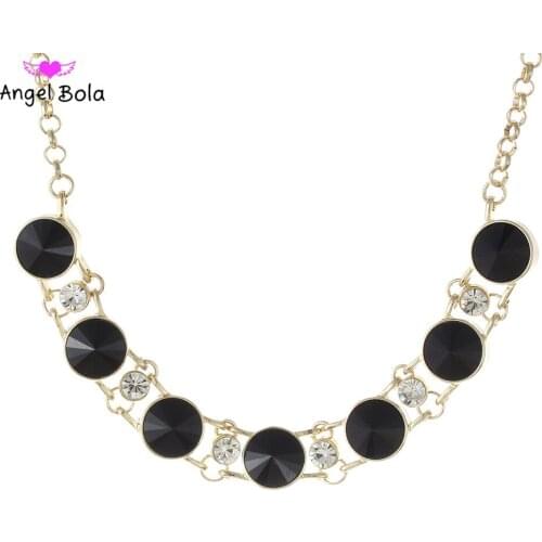 Fashion High-end Round Womens Gold Black Jewelry Pendant Necklace Event Party Wedding Holiday Gift Wholesale