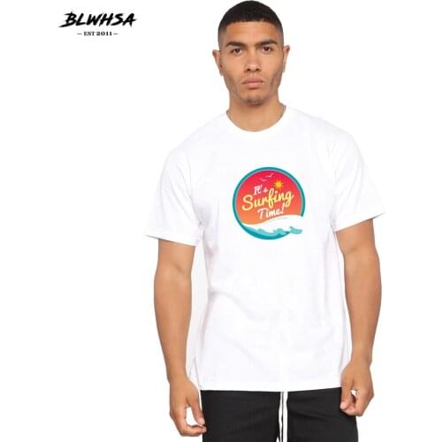 BLWHSA Surf Badges Print T Shirt Men Casual Summer Short Sleeve Funny T-shirt Hip Hop Design Surf Badges Printed Plus Size Tees