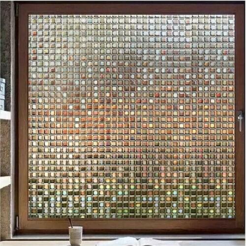 17.5 X 78.7 Inch Window Sticker 3d Window Glass Film Brown Mosaic Privacy Rainbow Film