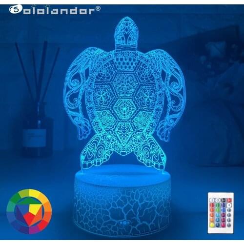 Animal 3d Illusion Table Lamp Tortoise Light for Kids Bedroom Decoration Nightlight Leds Rgb Touch Sensor Night Lights Tortoise