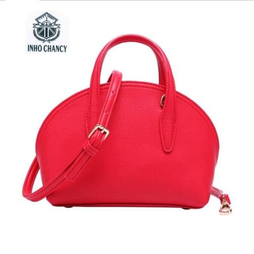 2017 New Top Nylon Inho Chancy ! Handbag Women Famous Brands Mini Shell Bag Lychee Pattern Simple Leather Shoulder Messenger