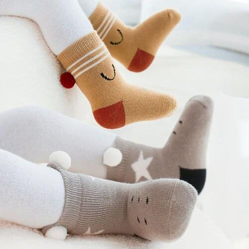 2020 autumn winter newborn baby socks warm thick cute casual fashion Korean ball cartoon baby boys girls socks