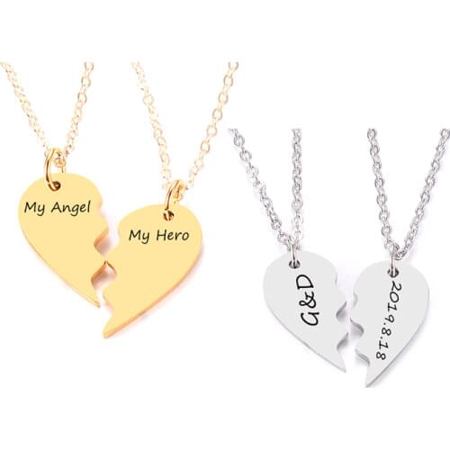 Stainless Steel Custom Name Engraved Angel Wings Pendant Necklace High Quality Jewelry