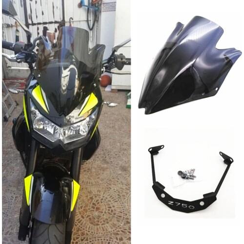 For kawasaki z750 z750r Motorcycle Front Touring Windshield Windscreen Blot-on Wind Deflector Screen with Bracket