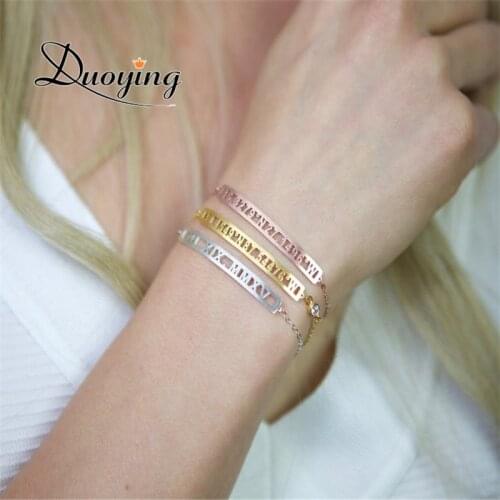 Custom Coordinate Bar Bracelet Personalized Latitude Longitude Jewelry Roman Numeral Bracelet Anniversary Gift Wedding Gift