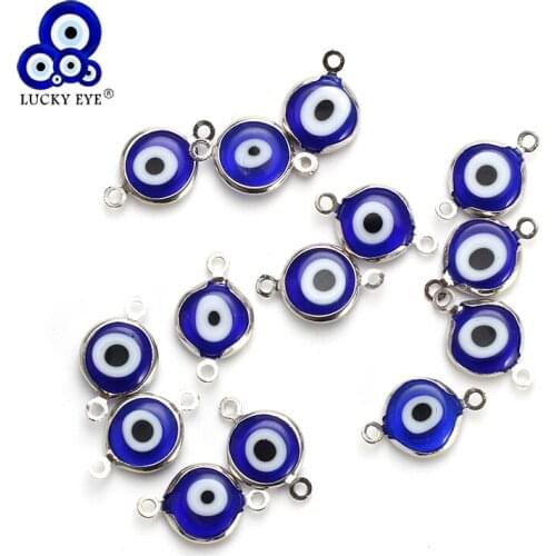 Lucky Eye 10pcs/lot Evil Eye Charms Connectors Colorful Beads For Women Diy Bracelet & Bangle Jewelry Accessories Findings EY428