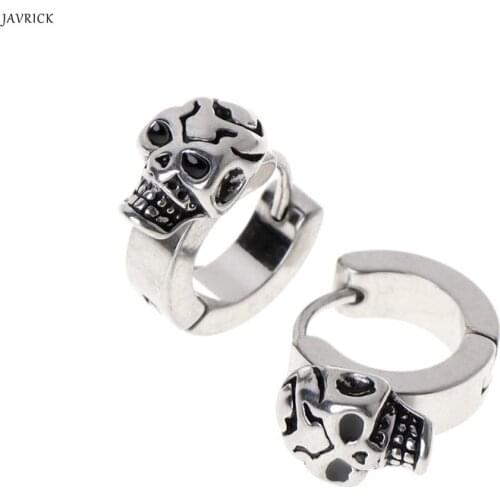 1 Pair Men Women Charms Earrings Ear Stud Reggae Fashion Cool Skull Head Jewelry Gifts Stainless Steel Exquisite Carved