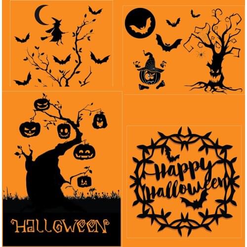 AZSG Halloween Elements Cutting Dies for DIY Scrapbooking Decoretive Embossing Stencial Decoative Cards New Year Die Cutter