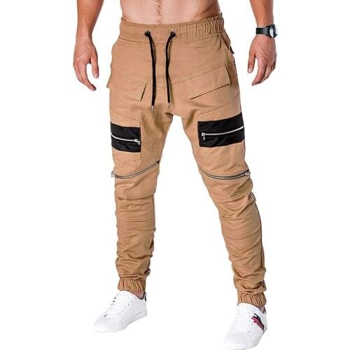 Men multi zippers patchwork punk hip hop pants man drawstring elastic waist vintage casual joggers sweatpants plus size 4XL