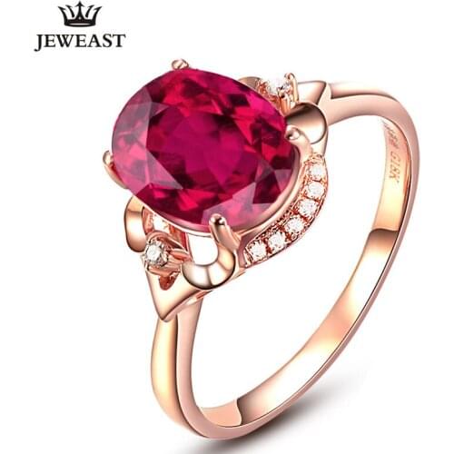 SLFD Natural Red tourmaline 18K Pure Gold 2020 New Hot Selling Top Ring Women Heart Shape Ring For Ladies Woman Genuine Jewelry