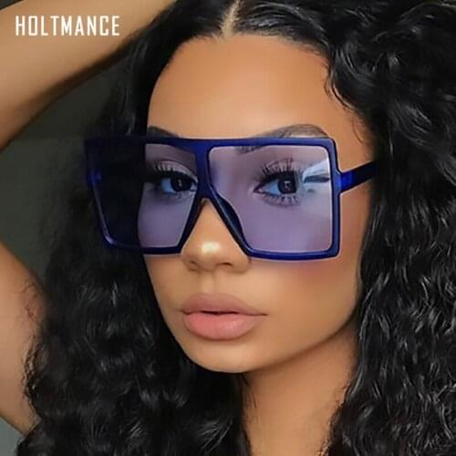 Vintage Big Square Sunglasses Women Mens Oversize Sun Glasses Female Fashion Brand Black Blue Eyewear Oculos De Sol UV400