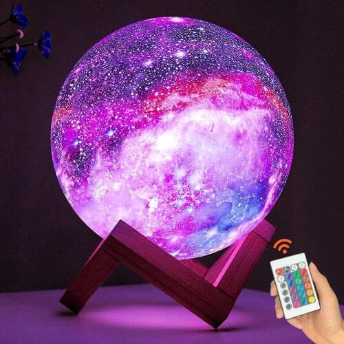 16 Colors Moon Lamp Kids Night Light Galaxy Lamp 3D Star Moon Light Change Touch And Remote Control Galaxy Light For Gifts