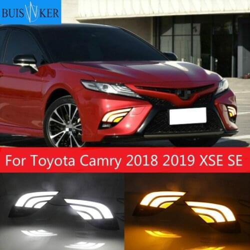 For Toyota Camry 2018 2019 XSE SE Car Accessories Dynamic Ambilight Yellow Turn Signal Car DRL Lamp LED Daytime Running Light