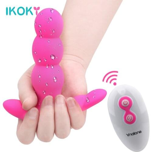 IKOKY 360 Degree Rotating Vibrator Silicone Wireless Remote Control Vaginal G-Spot Stimulate Anal Plug Sex Toy for Man Woman