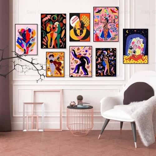 Vintage Medieval Wallpaper Poster Abstract Characters On Canvas Painting Grotesque Art for Home Print Picture Decoration Craft