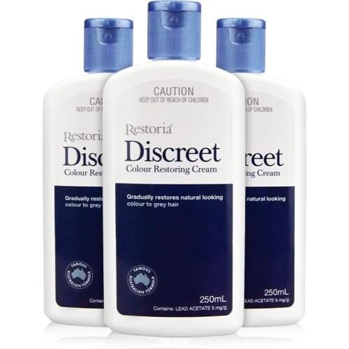 100%Australia made Restoria Discreet Colour Restoring Cream Lotion Hair Care250ml* 3PCS Reduce Grey Hair Suitable for Men &Women