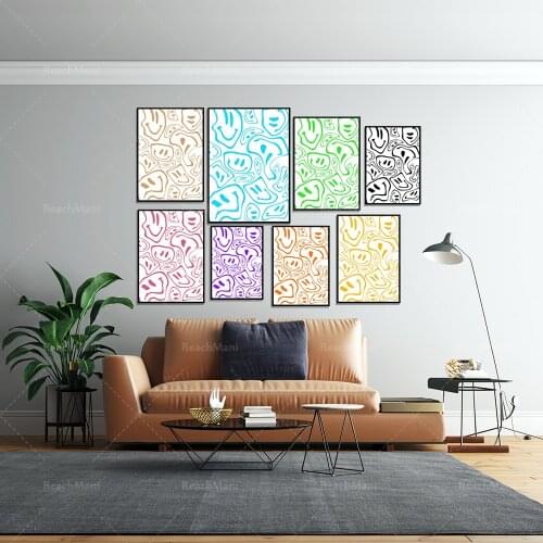 All Smiles-Distorted Smiles Art Prints-Rainbow-Psychedelic-Wall Art-Trendy Decorative Wall Art Canvas Canvas Poster Print