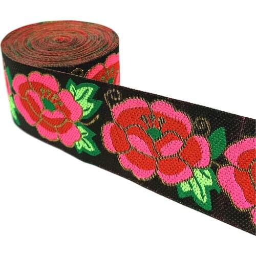 ZERZEEMOOY 5MM 7YARD Golden Flower Jacquard Ribbon