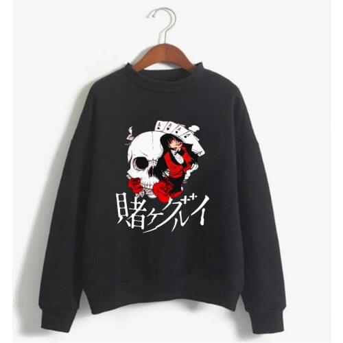 Women Hoodies Kakegurui Women Pullovers Hoodies Sweatshirts Yumeko Jabami Print Anime Hoody Streetwear Tops