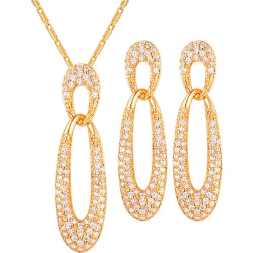 Collare Crystal Jewelry Sets For Women Gold/Silver Color New Fashion Rhinestone Earrings Necklace Set S012