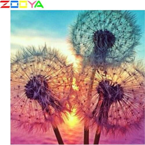 Zooya Diy 5D Diamond Painting Mosaic Sunset Dandelion 3D Diamond Painting Cross Embroidery Handmade Home Decoration Sp423