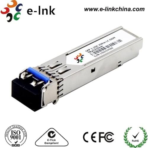 1.25G SFP, 1000 BASE-LX/LH, LC, Dual fiber 1310nm; Up to 20km on standard SMF, 0C~+70C