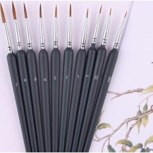 10 Pcs Hook Line Pens Wolf Hair Brushes Detail Art Liner Painting Miniatures Acrylic Watercolor Oil Gouache Drawing Brush Pen