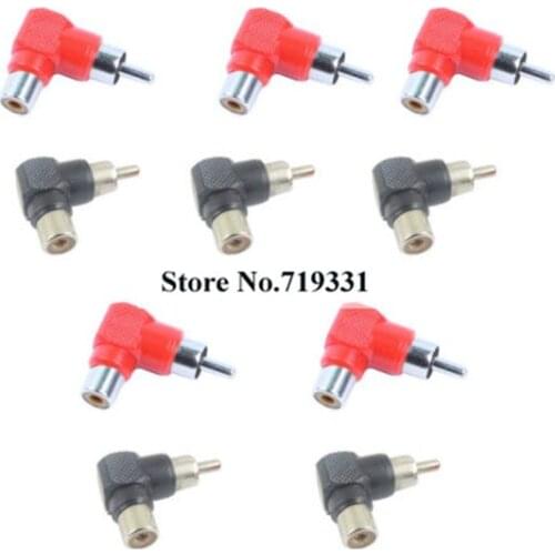 10pc RCA right angle connector plug adapters M/F male to female 90 degree elbow