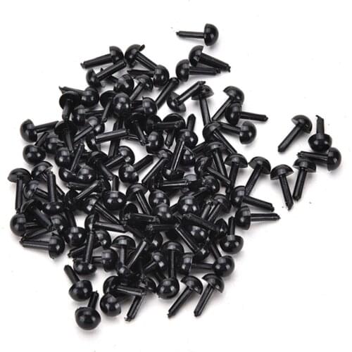 100 Pcs DIY Safety Plastic Eyes Toy for Animal 3 mm/4 mm/5 mm/6 mm Bear Teddy Making Black Doll Accessories Craft