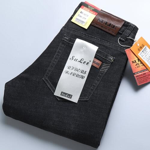 2021 SULEE Top Brand Best Price Comfort Straight Denim Pants Mens Jeans Business Casual Elastic Male High Quality Trousers