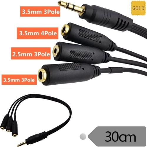 3.5mm (1/8") TRRS 3-Pole/2-Rings Male to 3.5mm Female 3Pole+2.5mm Female 3Pole +3.5mm 4Pole Female Stereo Splitter Audio Cable