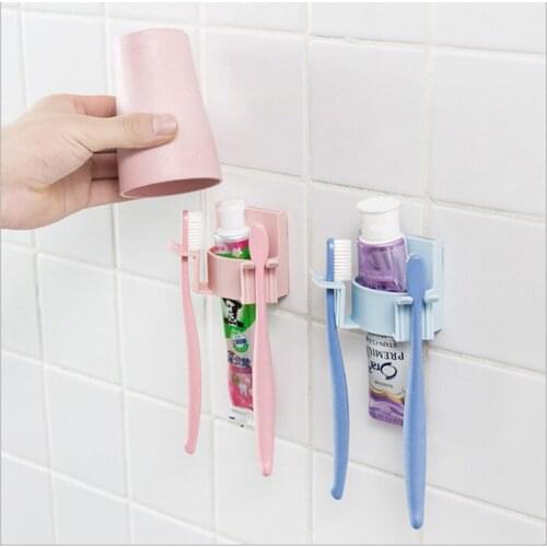 3 Colors Toothbrush Holder Bathroom Wall Mount Bathroom Supplies Toiletries Housekeeping Container Washroom Wall Paste Hook