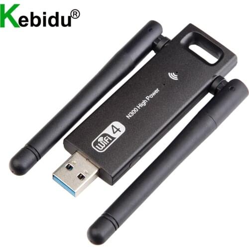 300Mbps Wireless USB Wifi Adapter USB 3.0 Network Card Dongle Dual Antenna 2.4Ghz for PC Desktop Laptop Windows 10 8 7