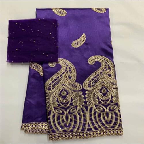 5+2 Yards African George Lace Fabric High Quality Embroidery Printing With Net Scarf Set For Indian Style Lace Fabric! LXFO10209