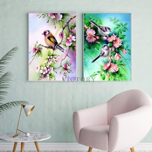 Full Square Drill 5D Diy Diamond Painting Vogels Birds Flowers Diamond Embroidery of Rhinestones Traditional Chinese Home Decor