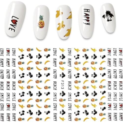 Pineapple Cactus Design 3D Manicure Sexy Beauty Red Lips Nail Stickers