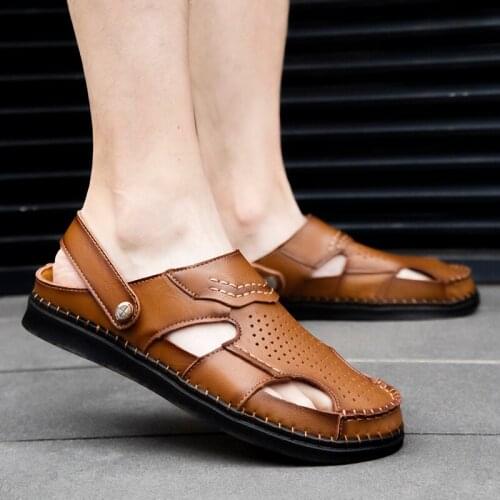 Safety Sandals Sandalias Deportivas Hombre Summer Sandals Men Leather Big Size Outdoor Sport Fashion Sandali Da Uomo Man 2019