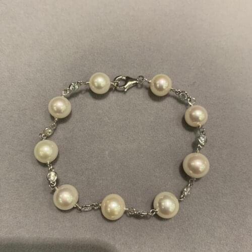 Natural fresh water pearl bracelet 925 sterling silver with cubic zircon fine women jewelry daily use free shipping