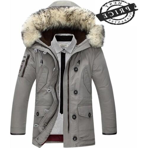 Brand Clothing Winter Down Jacket Men Warm Wool Collar Hooded Coats Black Outwear Overcoat Parkas Hombre Invierno CJ2a2