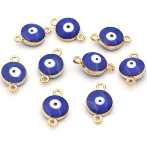 10/20 Two Holes Enamel Connector Evil Eye Charm Spacer Loose Metal Beads For Jewelry Making Diy Bracelet Necklace Accessories