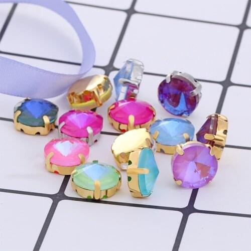 Mocha Fluorescence Rhinestones With Golden Claw Set Flatback Sew On Rhinestone Glass Strass Crystals DIY Decoration Accessories