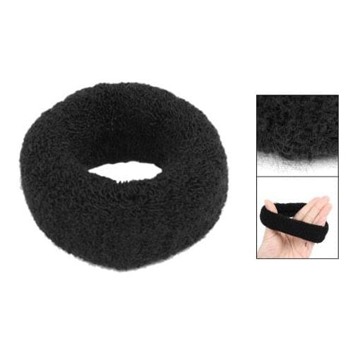 Hot Hairstyling Black Terry Ponytail Holder 1.6" Wide Stretchy Hair Band