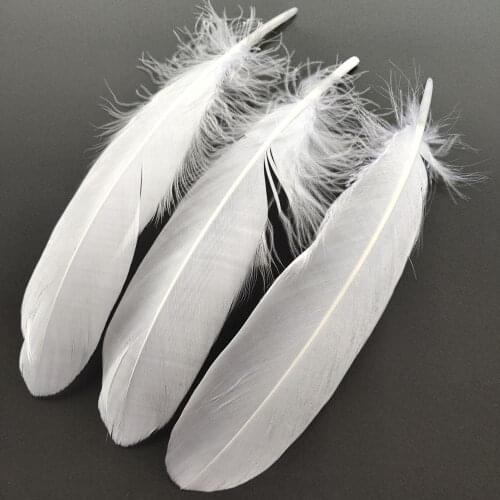 Hot 20pcs Beautiful White Hard Goose Feathers 15-20cm/6-8inch Christmas Decoration Clothing Shoes Hat Accessories