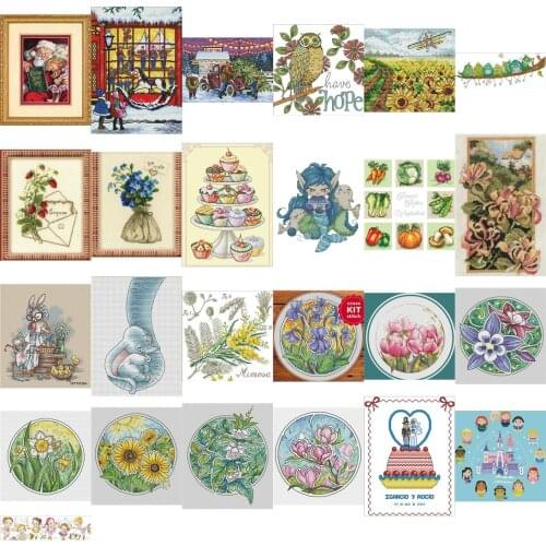 Top selling 4.87usd flowers 5 Counted Cross Stitch 14CT 18CT DIY Chinese Cross Stitch Kits Embroidery Needlework Sets