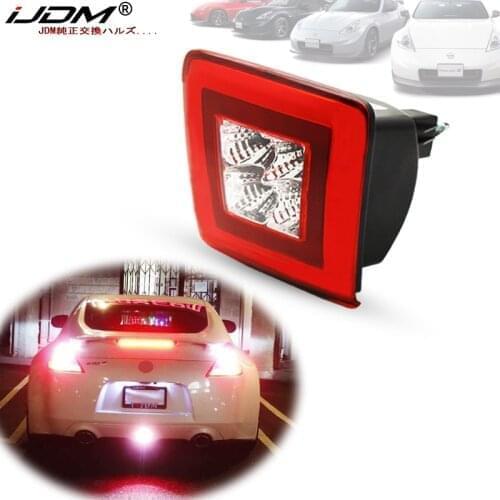 IJDM Bumper Fog Light Kit for 2009-2019 Nissan 370Z & 2013-17 Juke Nismo, Red Brake/Rear Fog & White LED as Backup Reverse Lamp