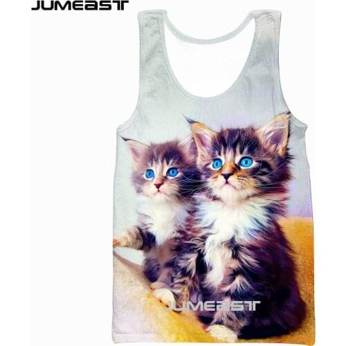 Jumeast Brand Men/Women 3D Printed Vest Animal Cat Short Sleeve New Fashion Sport Pullover Summer Tank Tops Tees