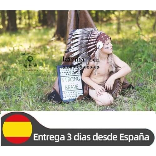 Indian headdress Handmade for children (5 to 8 years old) 54 cm / 21,25 head circumference made with real Black and White swan