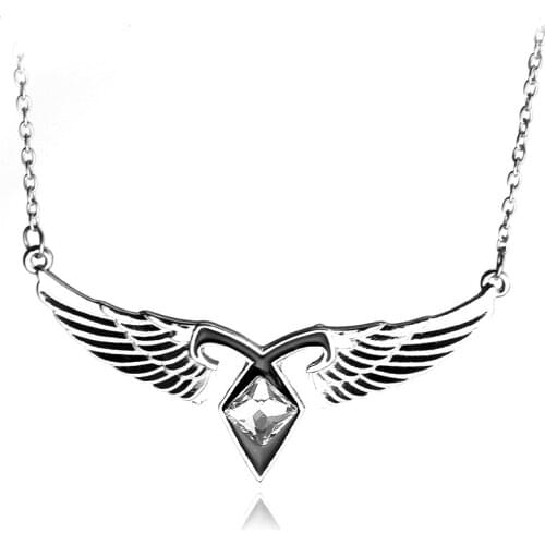 MQCHUN City Of Bones Angels Force Movie Necklace Mortal Instruments Rhinestone Wing Pendant Necklace-30